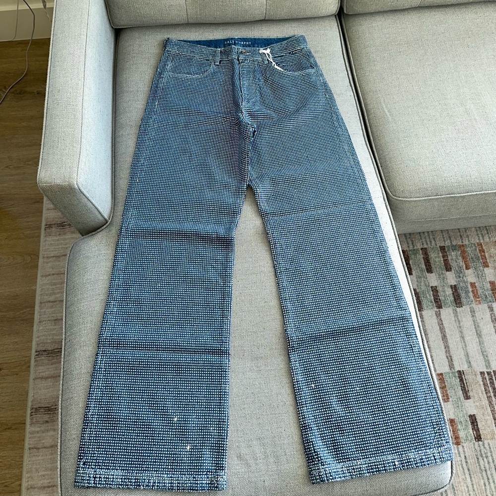 Salt Murphy Men's Relaxed Fit Rhinestone Sparkle Blue Jeans